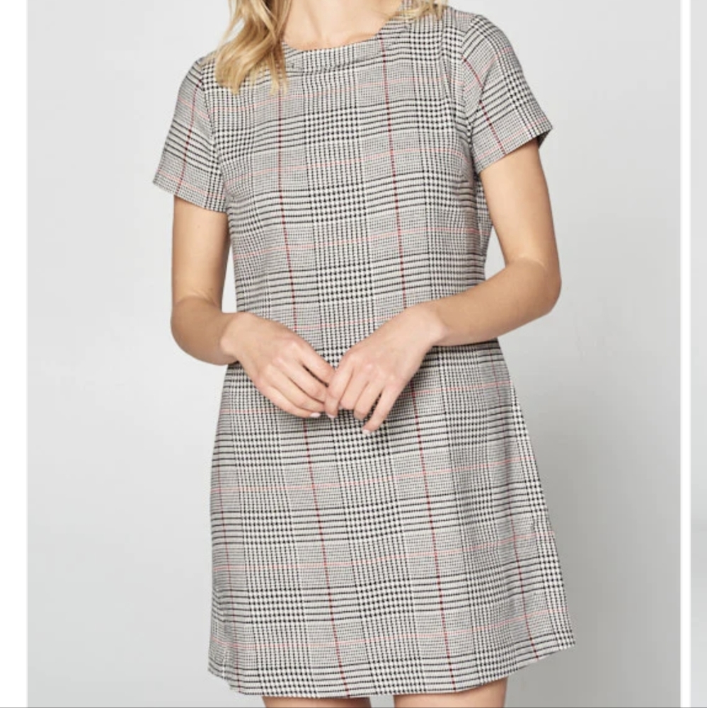 NWT Reene C. Scoop neck mini plaid dress